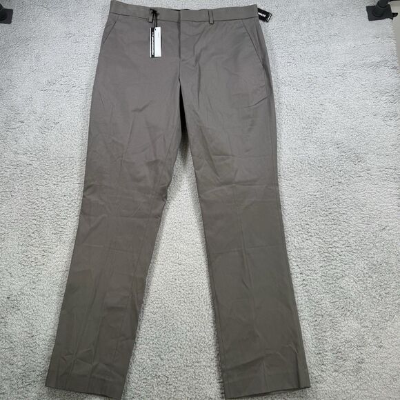 Express Pants Mens 32x33 Grey Photographer Slim Fit Straight Leg Cotton - Picture 1 of 11